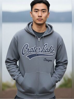 Crater Lake Oregon Gray Hoodie #JAC16